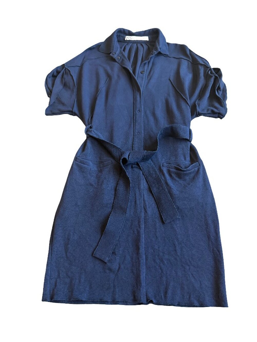 Francesco Scognamiglio Navy Shirt Dress Polo Button-Down Belt Size Small Women's